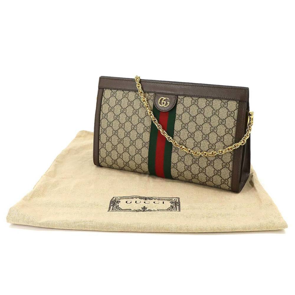 GUCCI Ophidia GG Supreme Medium Shoulder Bag Leather Beige Brown 503876 - Picture 9 of 10